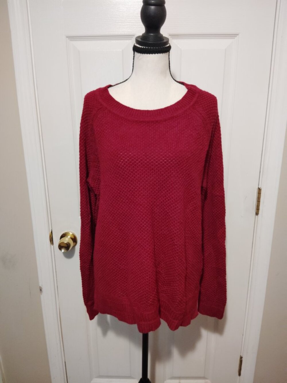 Old Navy Women's Burgundy Textured Knit Crewneck Long Sleeve Sweater Size Xl - Picture 3 of 6